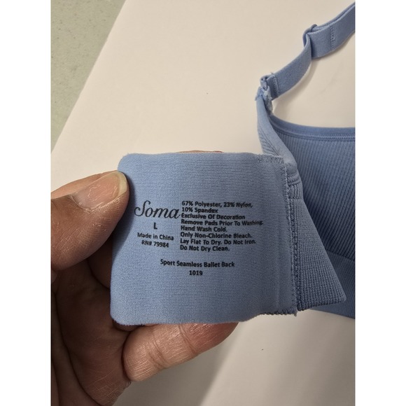 SOMA Sports Bra Womens LARGE Seamless Ballet Back BABY BLUE - Picture 4 of 8